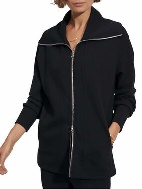 Varley Black Zip-Front Bomber Jacket with Stand Collar